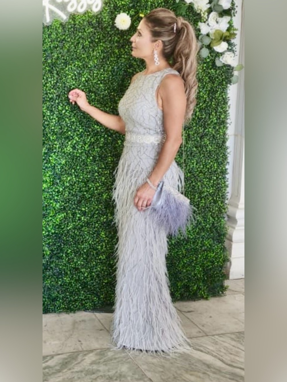 Alice + Olivia Vaughn Feather Rhinestone Gown 2